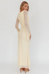 Luna Love Long Sleeve Mesh Maxi Dress Cream